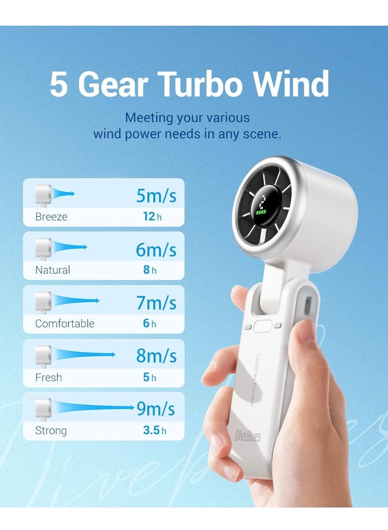 عام مروحة توربو محمولة محمولة ، 5 تروس الرياح ، تعمل بالبطارية ، ما يصل إلى 12 ساعة عمل ، 3 في مروحة يد واحدة مع مروحة تبريد توربو توربو للأنشطة في الهواء الطلق ، والسفر ، العمل - Image 5