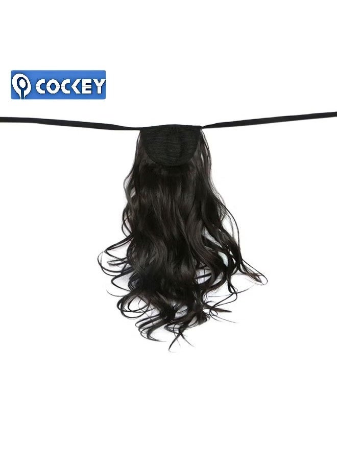 COCKEY Wavy natural lace wig, black female natural water wave synthetic fiber wig, curly hair suitable for daily dates, family gatherings, comfortable (50 cm) - Image 1