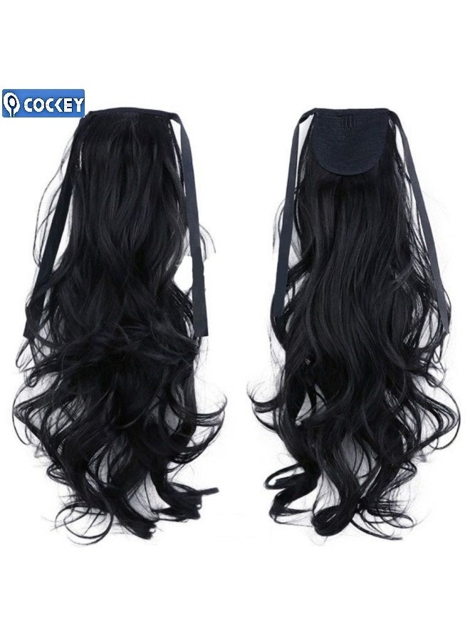 COCKEY Wavy natural lace wig, black female natural water wave synthetic fiber wig, curly hair suitable for daily dates, family gatherings, comfortable (50 cm) - Image 2