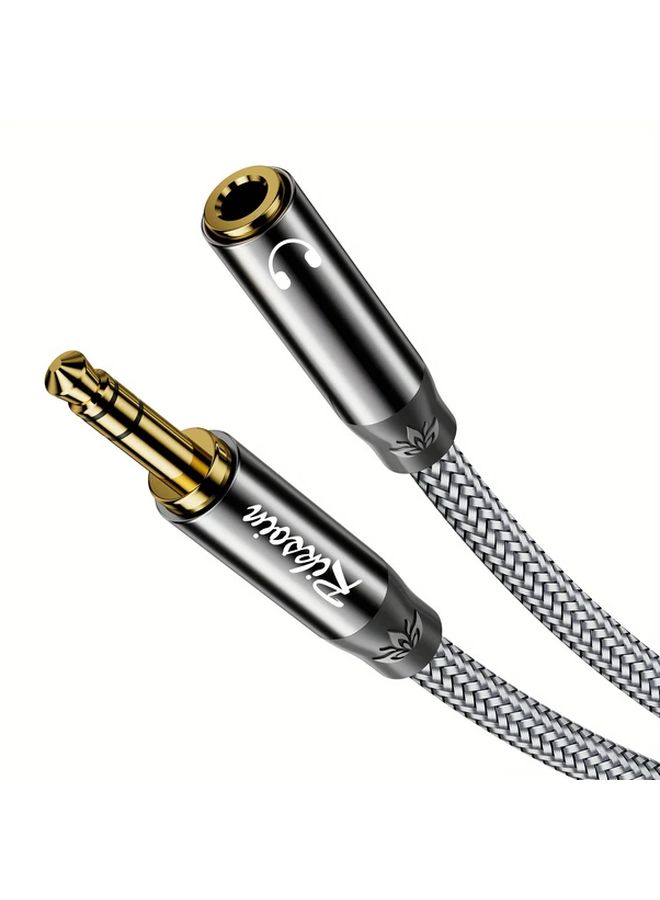 3.5mm Nylon Braided Audio Extension Cable 1.2m Male to Female Stereo Aux Adapter for Home Car Smartphones and Tablets - Image 1