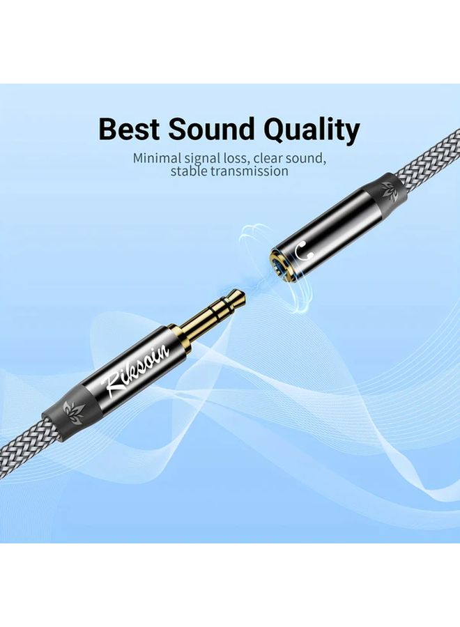3.5mm Nylon Braided Audio Extension Cable 1.2m Male to Female Stereo Aux Adapter for Home Car Smartphones and Tablets - Image 3