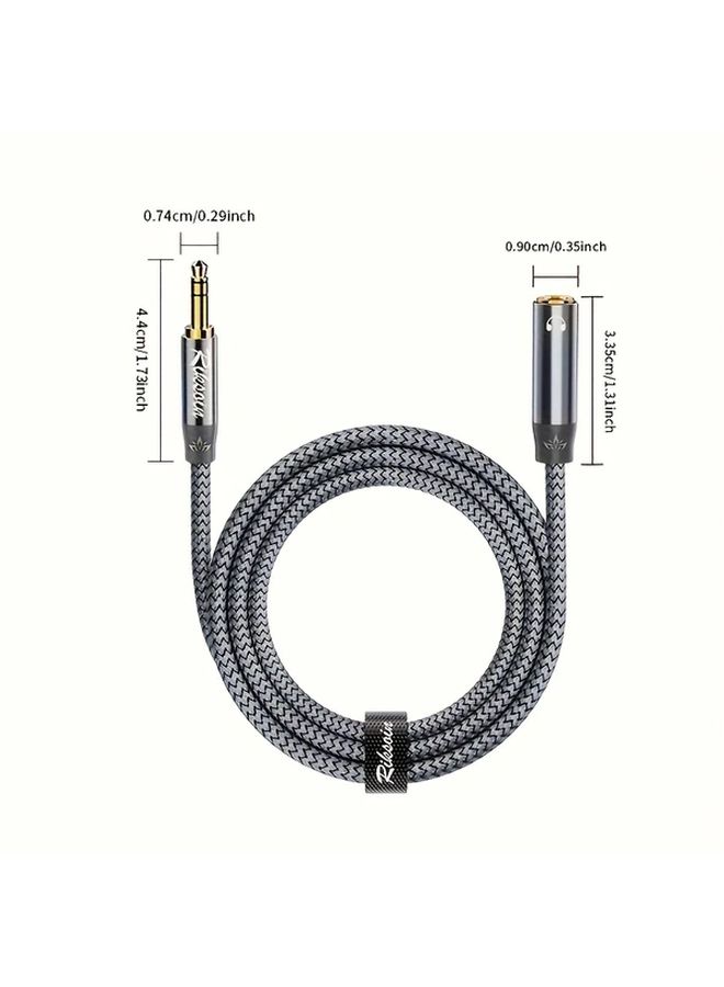 3.5mm Nylon Braided Audio Extension Cable 1.2m Male to Female Stereo Aux Adapter for Home Car Smartphones and Tablets - Image 2