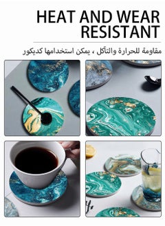 UNUNS Absorbent Coaster Sets Of 10,Round Coasters Set With Holder,Ocean Design Drink Coasters For Tabletop Protection,4 Inches,Ceramic Coasters  - Image 3
