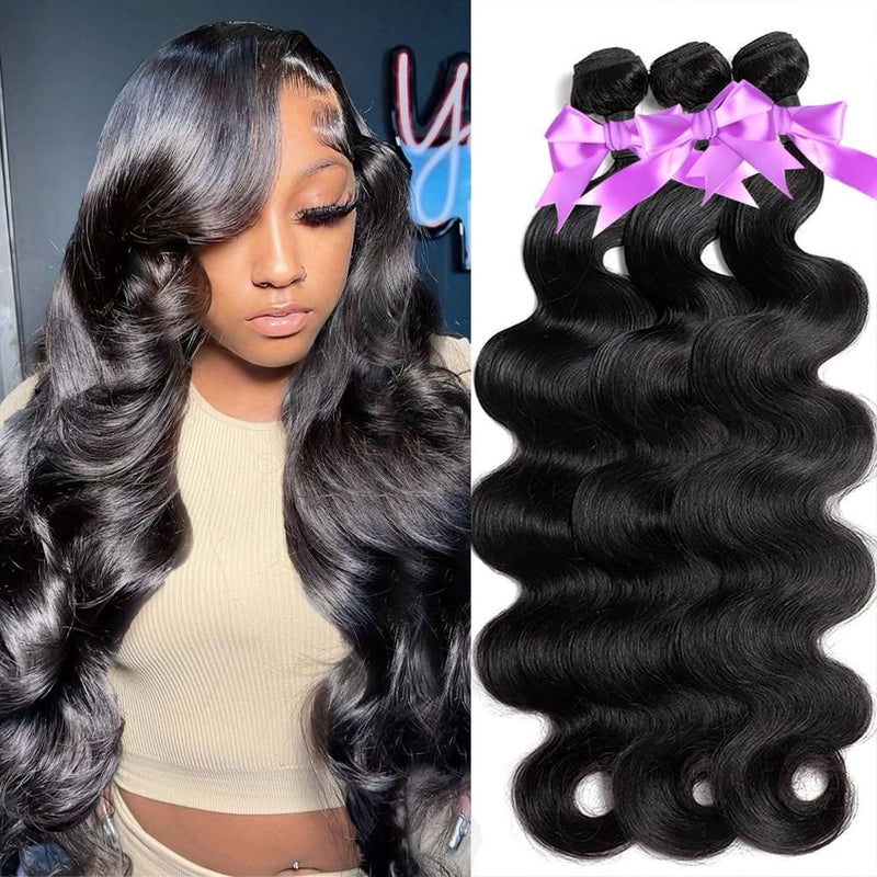 ALLRUN Body Wave Bundles Human Hair 16 18 20 Inch Human Hair 3 Bundles Body Wave 10A 100 Unprocessed Virgin Brazilian Remy Bundles Body Wave Deals Quick Weave Hair Extension