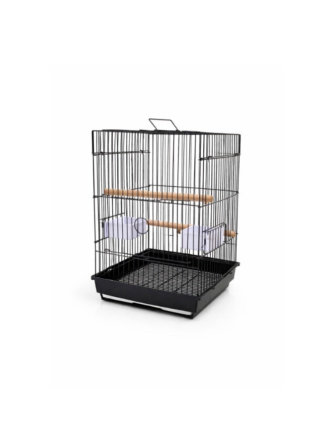 Dayang A5007 Parrot Cage Black Heavy Duty - Spacious Square Cage with 2 Wooden Perches, 2 Feeding Cups, Pull-Out Tray & Carrying Handle for Cockatiel, Conure, Lovebird, Ringneck & Small Parrots 40x40x59 - Image 3