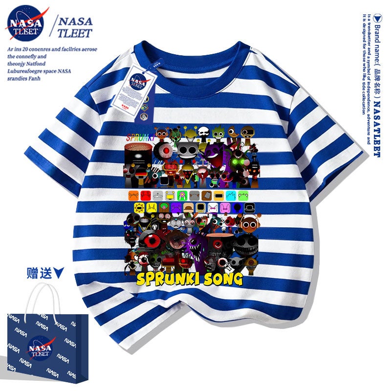 Nasa Joint Sprunki Music Game Rhythm Box Boys And Girls T-Shirt Short Sleeve Cotton Fashionable - Image 1