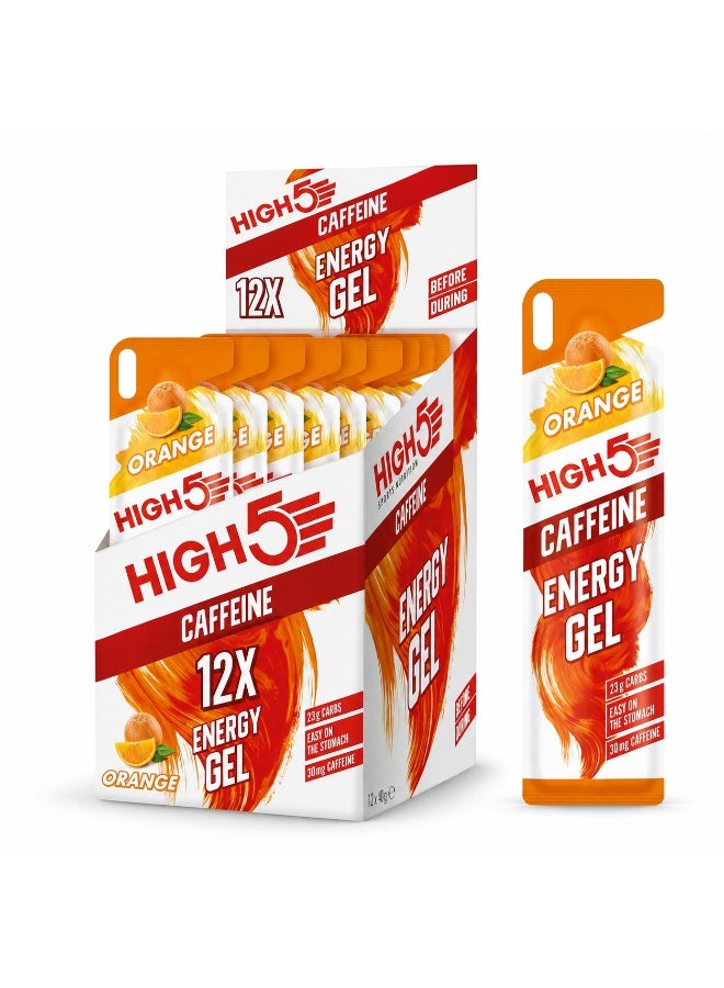 HIGH5 Energy Gel – Orange with Caffeine  Carbohydrates | Vegan & Gluten-Free Running Gels for Quick Energy Release (12 x 40g) | 23g - Image 1