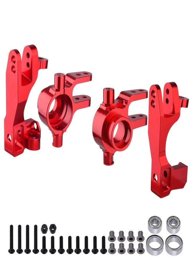 Hobbypark Aluminum Caster Blocks (c-hubs) & Steering Blocks for 1/10 Traxxas Slash 4x4,Upgrade Replacement of 6832 6837 Hop Ups (Red) - Image 1