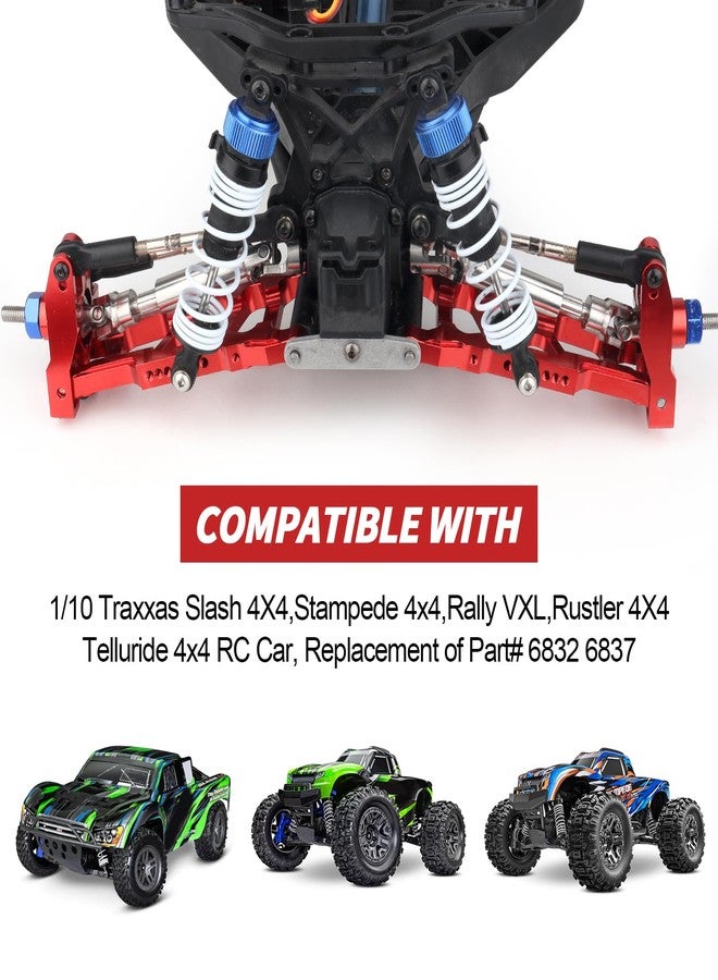 Hobbypark Aluminum Caster Blocks (c-hubs) & Steering Blocks for 1/10 Traxxas Slash 4x4,Upgrade Replacement of 6832 6837 Hop Ups (Red) - Image 2