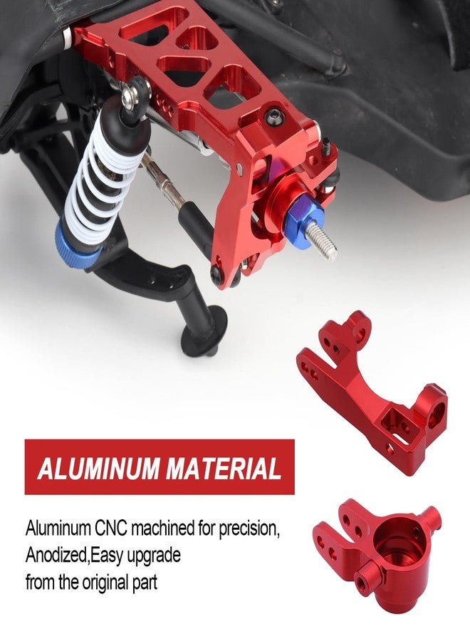 Hobbypark Aluminum Caster Blocks (c-hubs) & Steering Blocks for 1/10 Traxxas Slash 4x4,Upgrade Replacement of 6832 6837 Hop Ups (Red) - Image 3