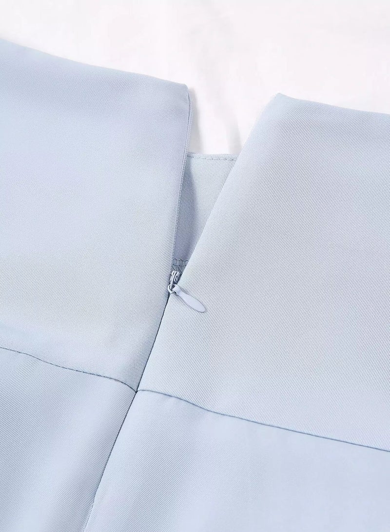 Zip Side Solid Pleated Skirt - Image 3