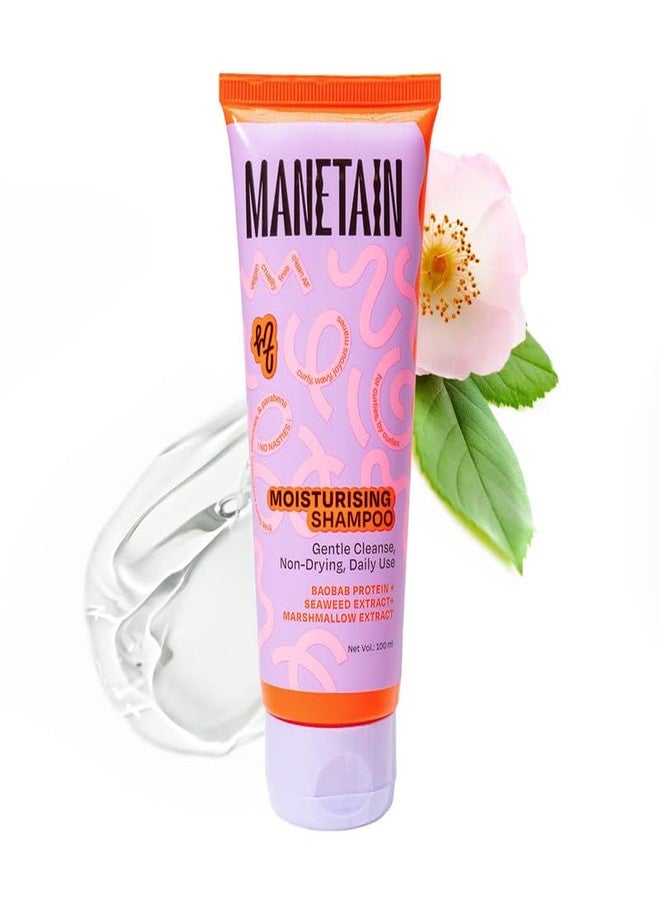 MANETAIN Moisturising Shampoo 100ml for Curly, Dry & Frizzy Hair | Sulphate & Paraben Free | Hydrates & Strengthens with Baobab Protein, Seaweed & Marshmallow Extract | CG-Friendly, Gentle Cleanser for Soft, Defined Curls - Image 1