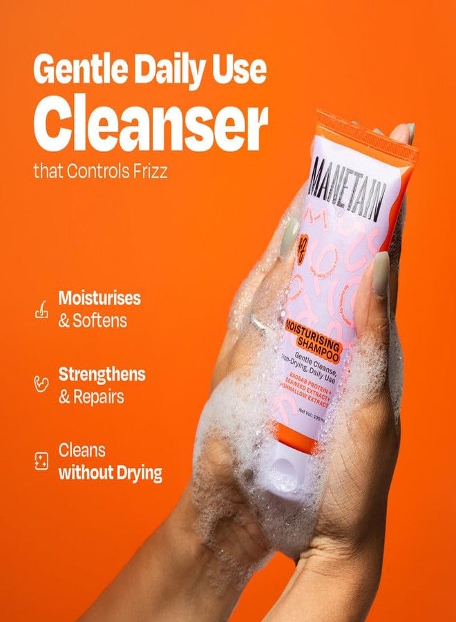 MANETAIN Moisturising Shampoo 100ml for Curly, Dry & Frizzy Hair | Sulphate & Paraben Free | Hydrates & Strengthens with Baobab Protein, Seaweed & Marshmallow Extract | CG-Friendly, Gentle Cleanser for Soft, Defined Curls - Image 2
