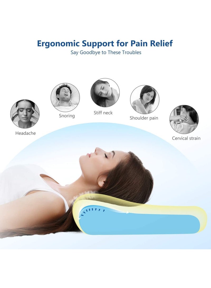 Eworld Contour Memory Foam Pillow for Neck Pain Relief | Ergonomic Orthopedic Cervical Pillow with Washable Cover | Adjustable Bed Pillow for Side, Back & Stomach Sleepers – 30×50cm – White - Image 5
