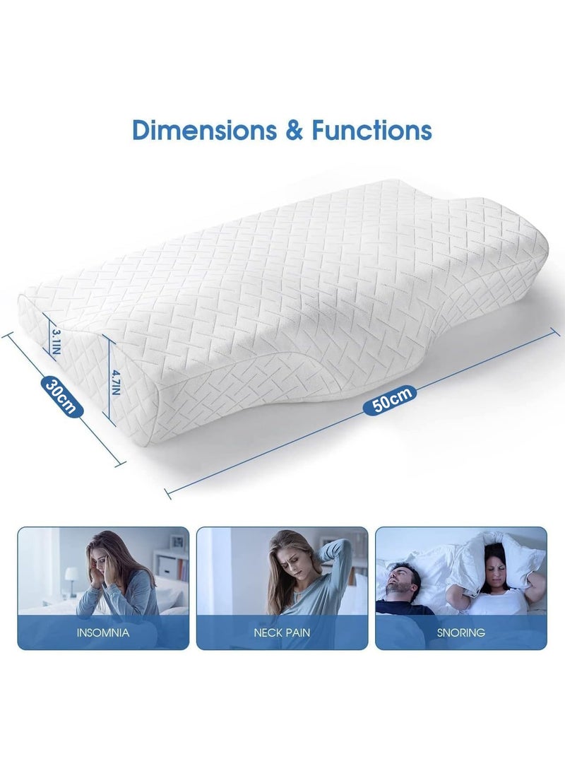 Eworld Contour Memory Foam Pillow for Neck Pain Relief | Ergonomic Orthopedic Cervical Pillow with Washable Cover | Adjustable Bed Pillow for Side, Back & Stomach Sleepers – 30×50cm – White - Image 2