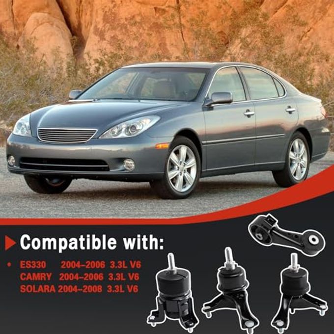 QRYIPPDM Engine Motor and Transmission Mount Kit Compatible with 2004-2006 ES330 3.3L V6 &2004-2006 Camry 3.3L V6 & 2004 2005 2006 2007 2008 Solara 3.3L V6 AUTO 4PCS OE: A4239HY A4236 A4212 A4207 - Image 3