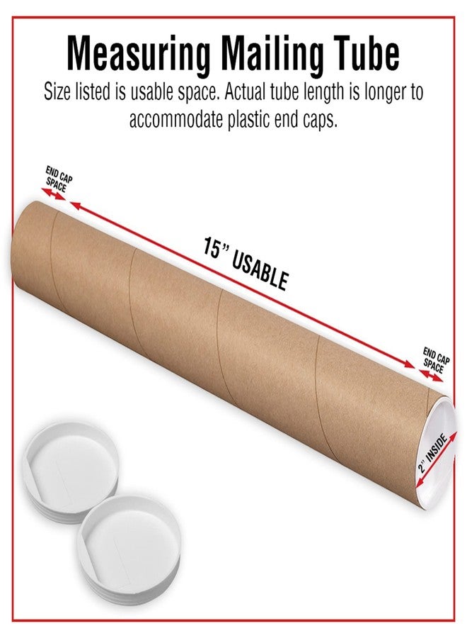 CLAUVINCK 2" x 15" Kraft Mailing Tube, shipping, Heavy Duty Mailers Poster Tube Packing 2 inches x 15 inches Office - Image 2
