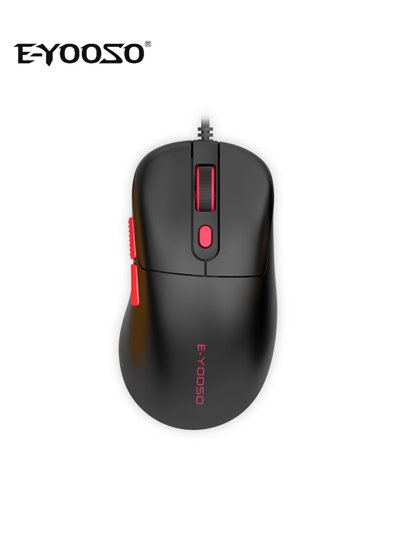 E-YOOSO X-51 Wired Gaming Mouse – Ultra Lightweight,Ergonomic Design, 400-4000 DPI Adjustable, 6 Programmable Buttons, Ergonomic Design for PC/Mac and Laptop-Black - Image 1