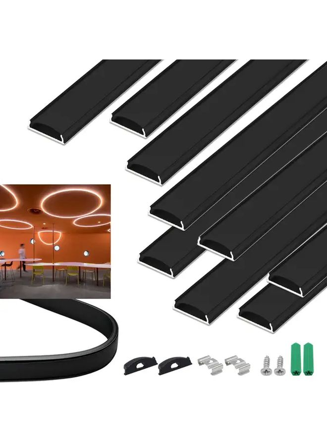 10 Pack Flexible LED Channel Black Aluminum Track With Black Cover For Strip Light - Image 5