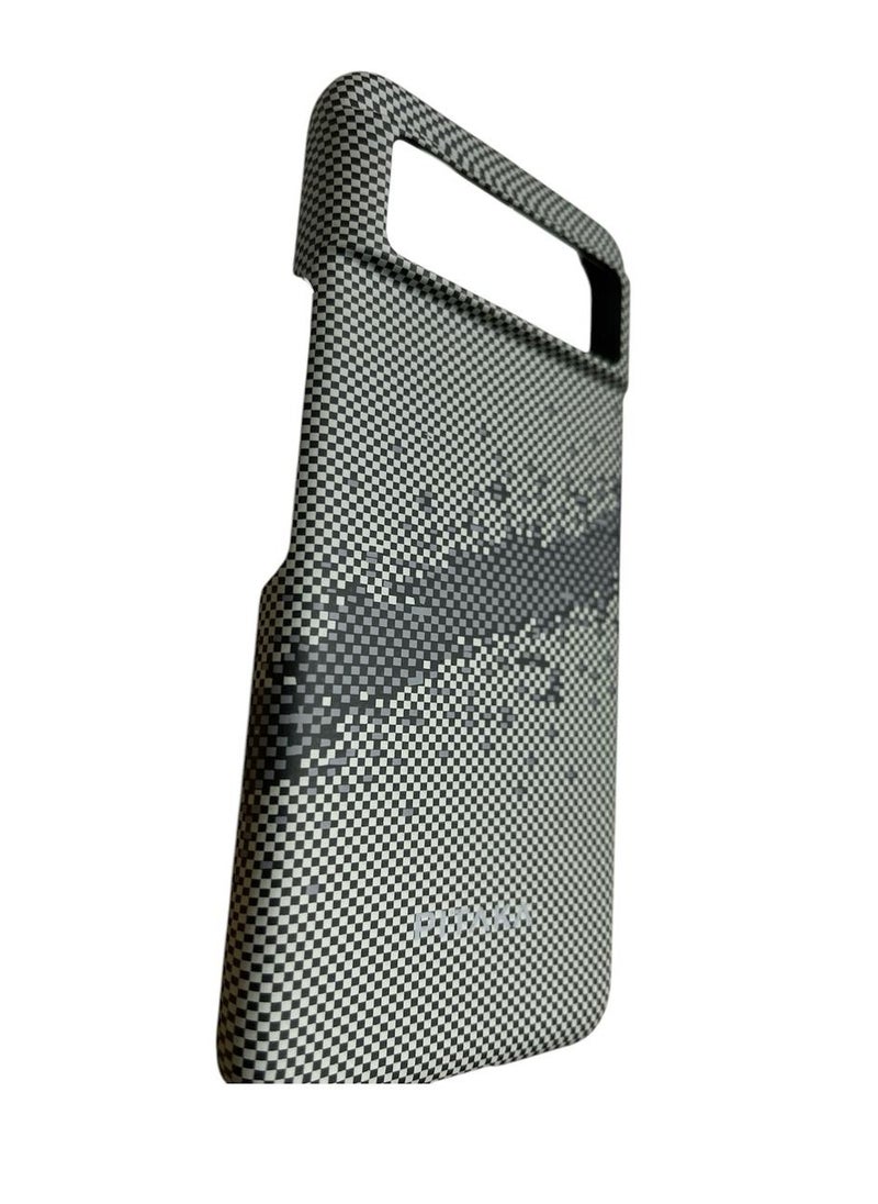 Generic - Carbon Fiber Pattern Phone Case for Google Pixel 8 Pro, Chevron Design Gray - Image 1
