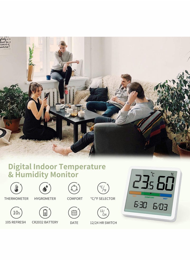 KASTWAVE - Digital Hygrometer Indoor Thermometer, Room Humidity Gauge, Accurate Desktop with Temperature, Humidity, and Clock - Image 1