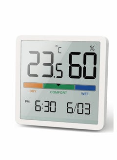 Digital Hygrometer Indoor Thermometer, Room Humidity Gauge, Accurate Desktop with Temperature, Humidity, and Clock