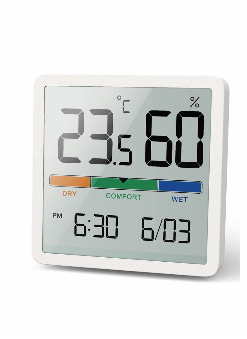 KASTWAVE - Digital Hygrometer Indoor Thermometer, Room Humidity Gauge, Accurate Desktop with Temperature, Humidity, and Clock - Image 1