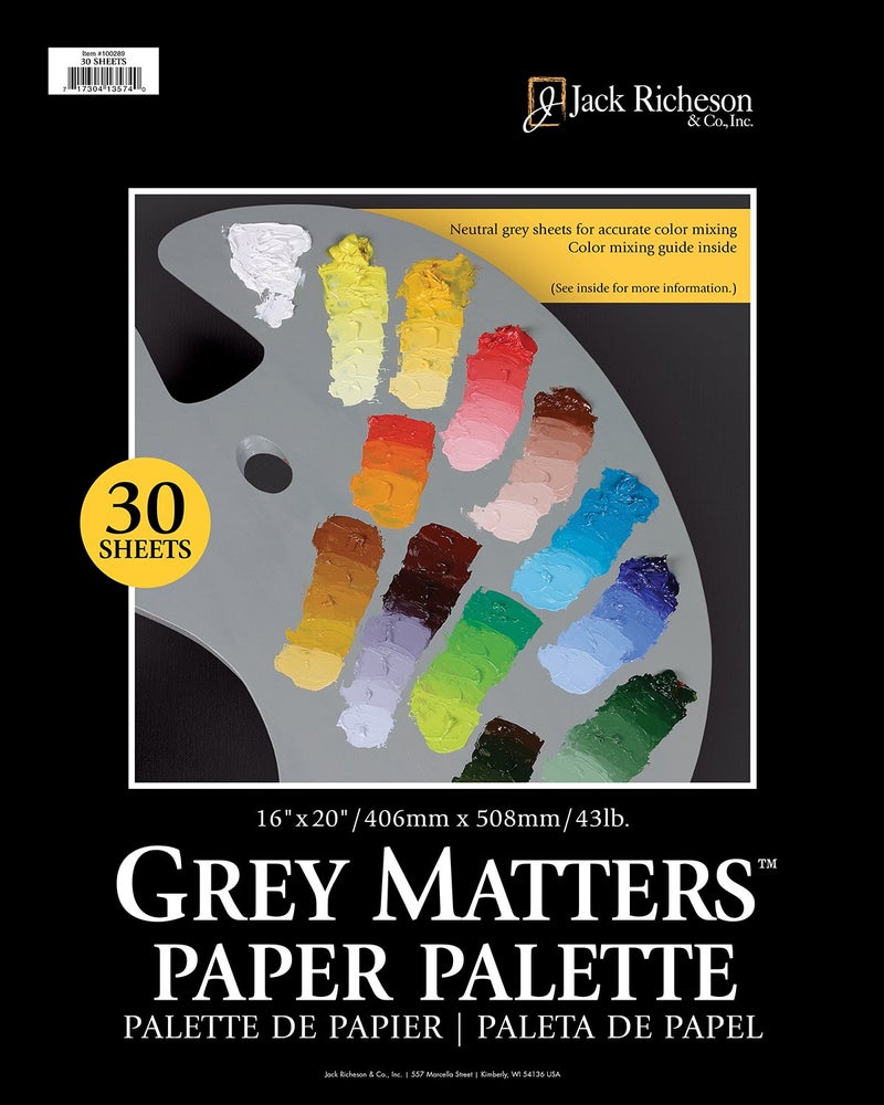 Jack Richeson 100289 Grey Matters Palette Grey Matters Paper Palette 30 Sheets 16 X 20