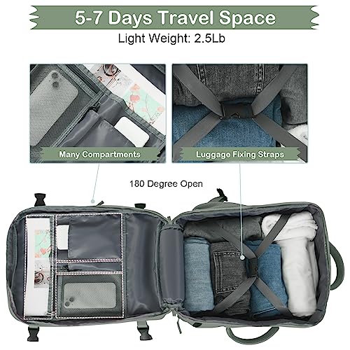 Hanples Extra Large Travel Backpack for Women as Person Item Flight Approved, 40L Carry On Backpack, 17 Inch Laptop Waterproof Hiking Casual Bag(Olive Green) - Image 5