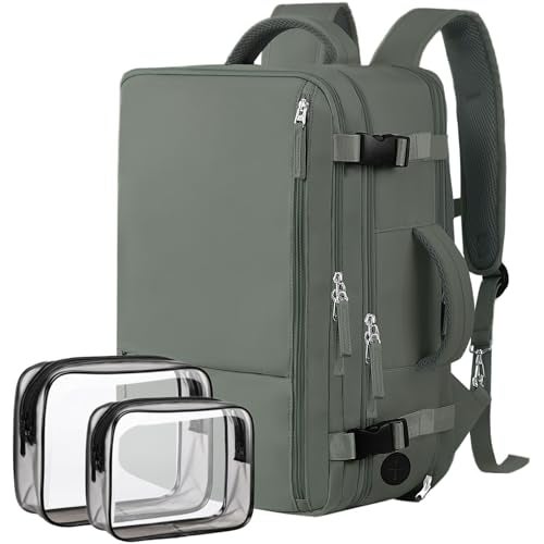 Hanples Extra Large Travel Backpack for Women as Person Item Flight Approved, 40L Carry On Backpack, 17 Inch Laptop Waterproof Hiking Casual Bag(Olive Green) - Image 1