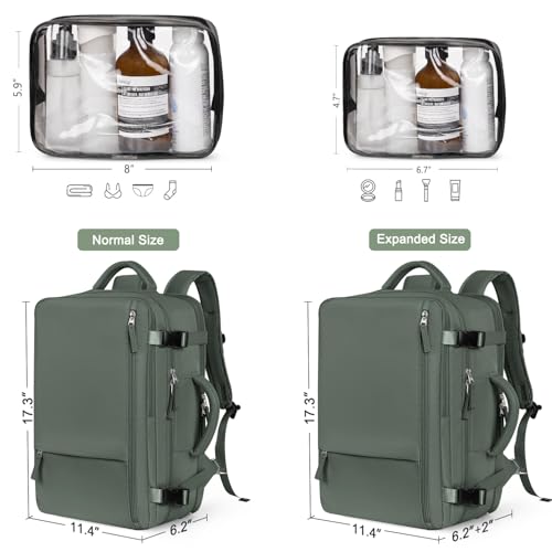Hanples Extra Large Travel Backpack for Women as Person Item Flight Approved, 40L Carry On Backpack, 17 Inch Laptop Waterproof Hiking Casual Bag(Olive Green) - Image 3