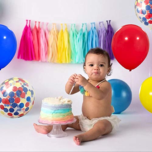 Haptda Paw Party Balloons 40 Pack 12 Inch Red Yellow Royal Blue Latex Balloons with Confetti Balloon for Baby Shower Birthday Party Supplies Paw Party Decorations - Image 5