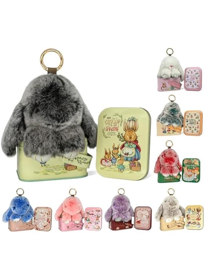 Arabest Bunnylulu Keychain with Tin,Original Bunnylulu,Handmade Soft Bunny PomPom Keychain, Bunny Cute Plush Key chain,Holiday Gift - Image 1