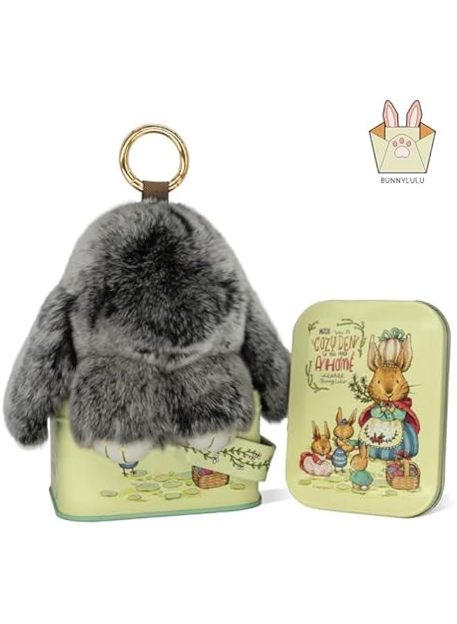 Arabest Bunnylulu Keychain with Tin,Original Bunnylulu,Handmade Soft Bunny PomPom Keychain, Bunny Cute Plush Key chain,Holiday Gift - Image 2