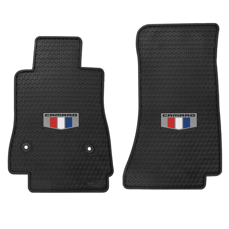 Lloyd Mats Custom-Fit All-Weather Rubber Floor Mats for Chevy Camaro 2016-2024 - Tri Color Shield (2PC - Fronts, Black) - Image 2