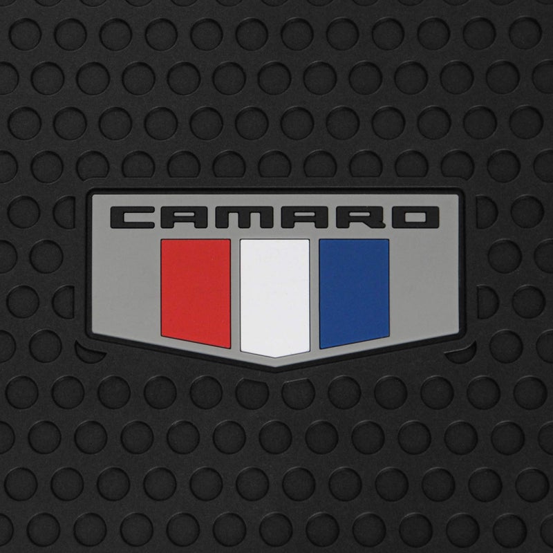 Lloyd Mats Custom-Fit All-Weather Rubber Floor Mats for Chevy Camaro 2016-2024 - Tri Color Shield (2PC - Fronts, Black) - Image 3