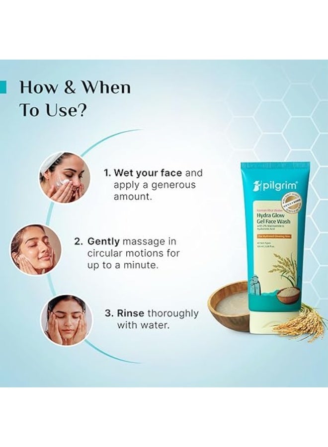 PILGRIM Korean Rice Water Hydra Glow Gel Face Wash 100 ml - Image 4