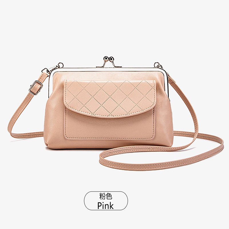 Women'S Bag K-Style Small Fresh Pure Color Clip Small Square Bag Simple Versatile Crossbody Large Capacity Mobile Phone Bag - Image 1