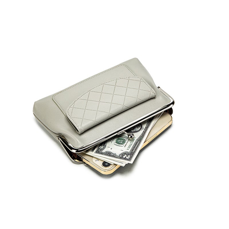 Women'S Bag K-Style Small Fresh Pure Color Clip Small Square Bag Simple Versatile Crossbody Large Capacity Mobile Phone Bag - Image 3