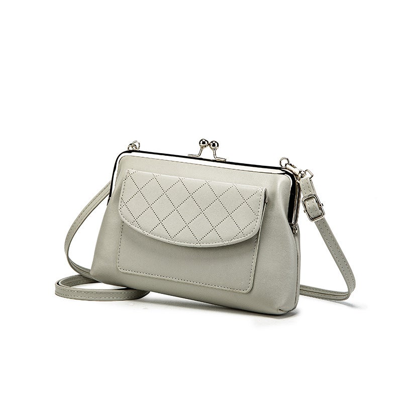 Women'S Bag K-Style Small Fresh Pure Color Clip Small Square Bag Simple Versatile Crossbody Large Capacity Mobile Phone Bag - Image 2