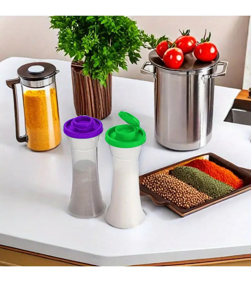 Two Large Orange XL Salt And Pepper Shakers with Moisture Proof Features For Camping Picnics And Outdoor Kitchen Lunches Clear Plastic Spice Containers With Red Lids Airtight Dispensers For Barbecue Seasonings Pack Of 2 - Image 4