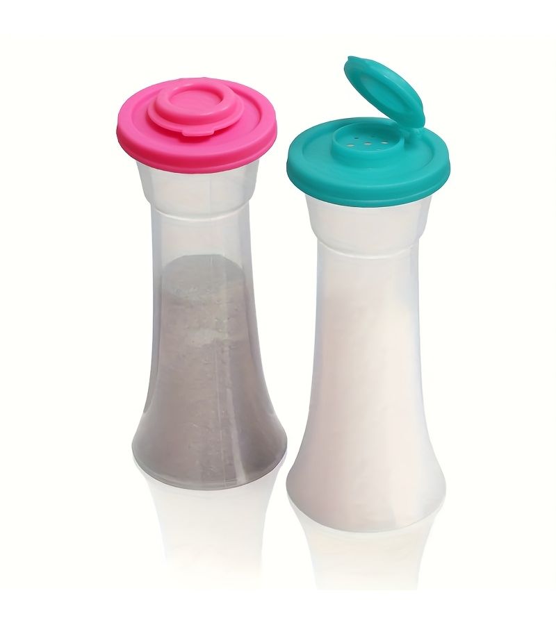 Two Large Orange XL Salt And Pepper Shakers with Moisture Proof Features For Camping Picnics And Outdoor Kitchen Lunches Clear Plastic Spice Containers With Red Lids Airtight Dispensers For Barbecue Seasonings Pack Of 2 - Image 2