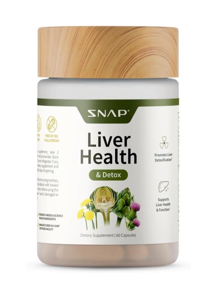 SNAP SUPPLEMENTS - Liver Health And Detox Promotes Liver Detoxification and Support Liver Health and Function Dietary Supplement 60 Capsules - Image 1