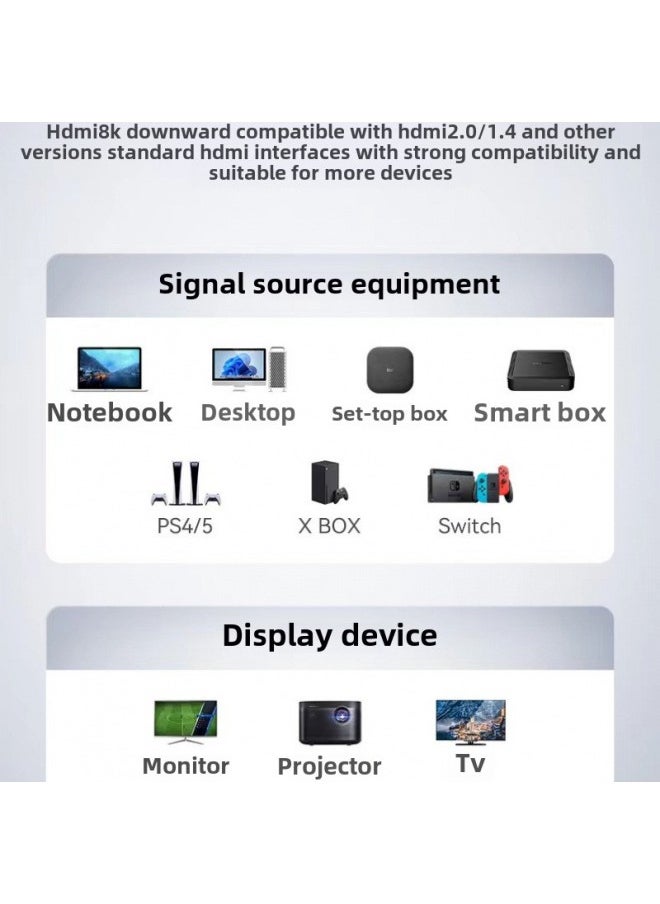ماركة غير محددة خط HDMI 8K خط HD لصندوق الاستقبال التلفزيوني خط HD لخط الكمبيوتر خط مراقبة الكمبيوتر جهاز العرض خط 4K-اللون: إصدار جديد ترقية 8K حقيقي [كابل HDMI]-طول الخط: 1 متر  - Image 3
