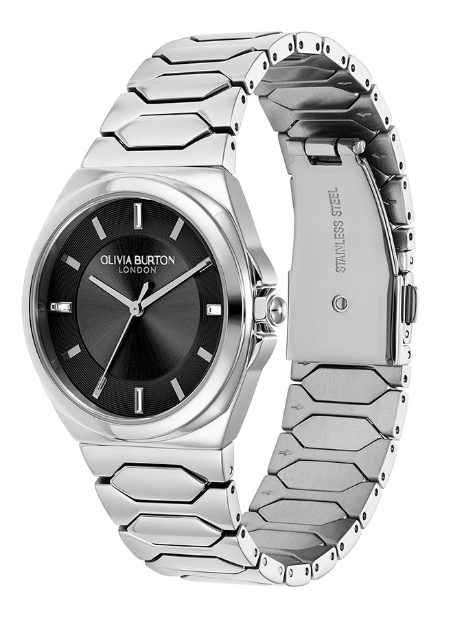 OLIVIA BURTON ساعة نسائية بحالة من الفولاذ المقاوم للصدأ مع وسادة أنالوج - Image 2
