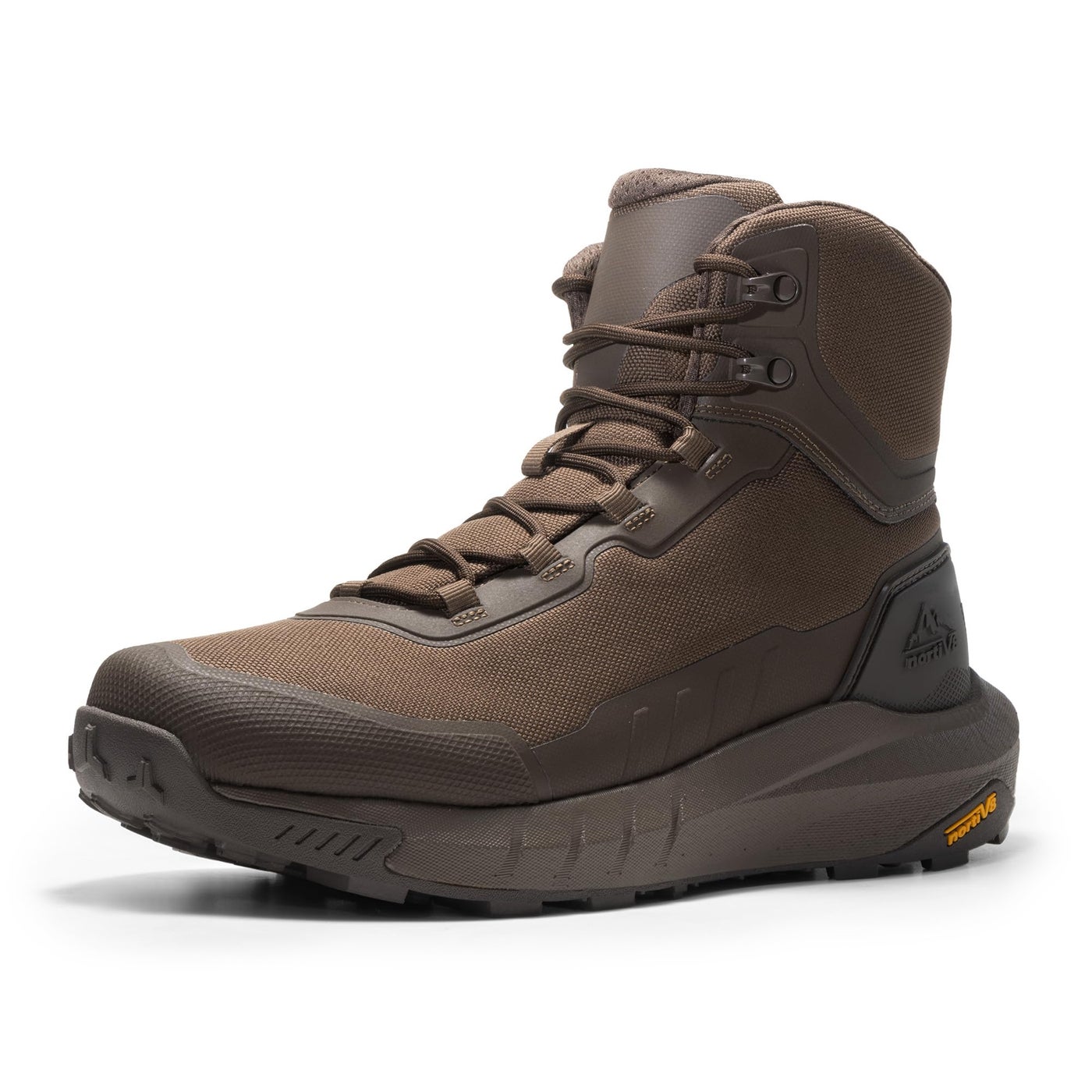 NORTIV 8 Men's Tactical Hiking Boot Lightweight Cushion Sole Boots for Work All Day Side Zipper Motorcycle Combat Military Boot Arch Support 8 Inches Terrascope,Size 12,Dark Brown,NMUMMT2503
