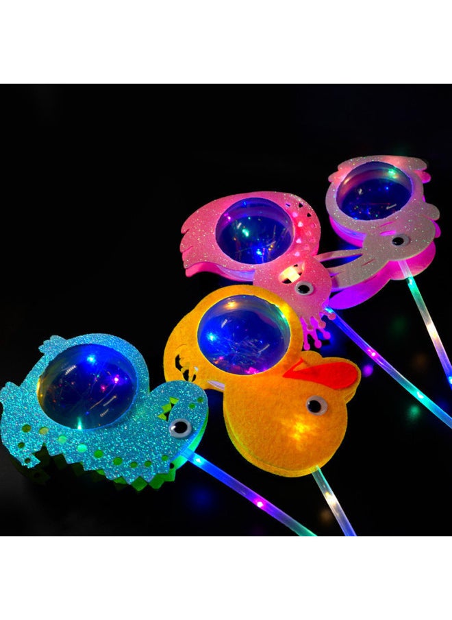 Children's LED Luminous Lantern Colorful Toy Portable Lantern Cartoon Small Lantern Square Night Market Stall-Color:Portable Dinosaur Model