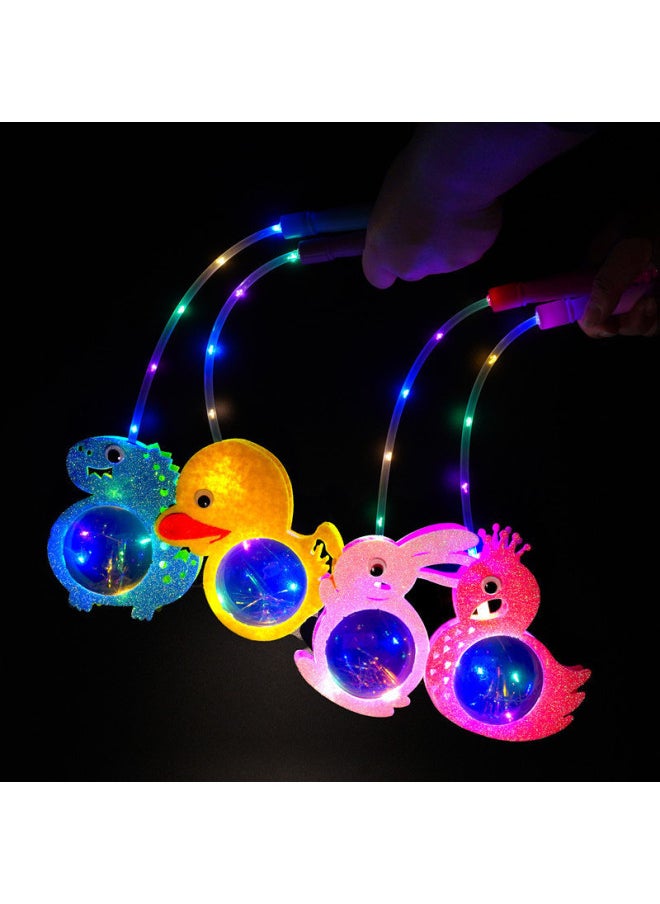 Children's LED Luminous Lantern Colorful Toy Portable Lantern Cartoon Small Lantern Square Night Market Stall-Color:Portable Dinosaur Model