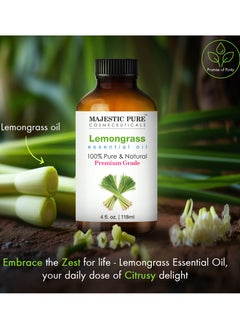 Majestic Pure Lemongrass Essential Oil - 118 ml | 100% Pure and Natural | Premium Grade Essential Oils for Aromatherapy, Diffusers, Skin, Massage and Humidifiers |  - Image 2