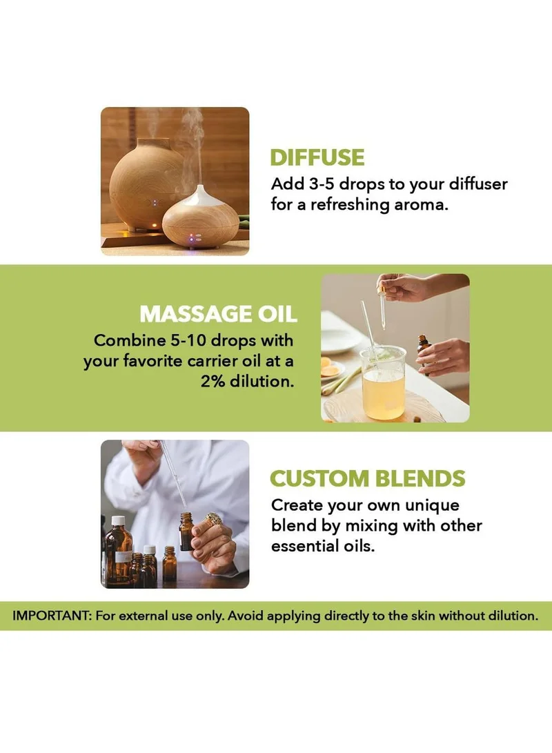 Majestic Pure Citrus Lemongrass Essential Oil | 118 ml | 100% Pure and Natural Lemongrass Oil | Premium Grade Essential Oils for Hair Care, Home Diffusers, Skin, Aromatherapy, Massage and Humidifiers  | Best Price UAE